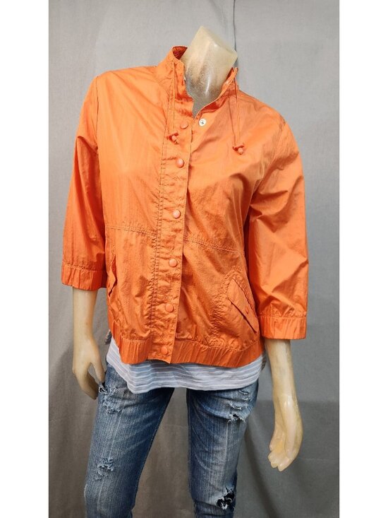 Chico's Jackets & Blazers - Chicos Zenergy USED Chicos Size 1 SMALL Orange 3/4 Slv Snap Front Jacket Womens